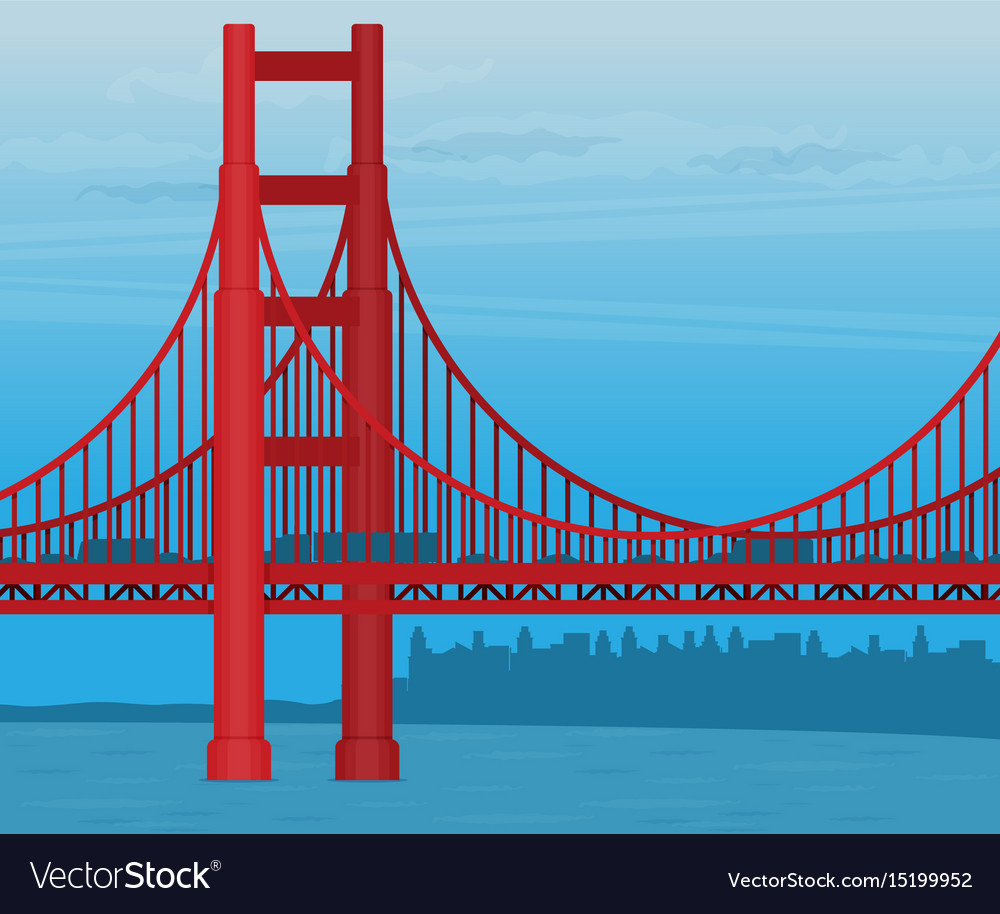 Golden gate bridge flat Royalty Free Vector Image