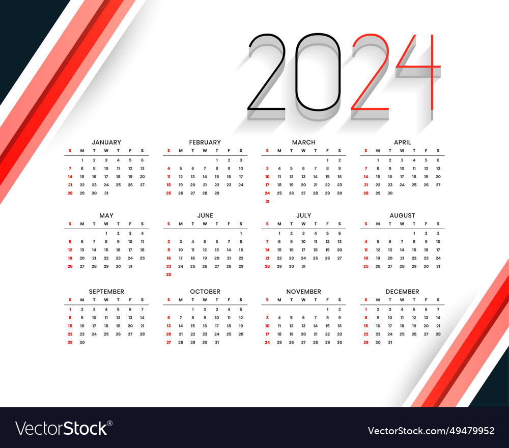 Modern 2024 english calendar template for happy Vector Image