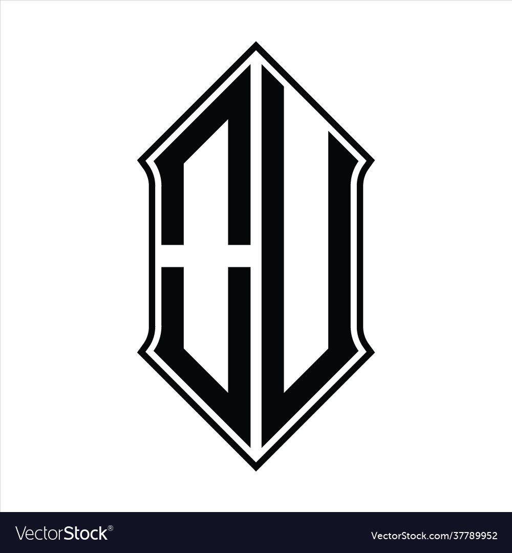 Ou logo monogram with shieldshape and outline Vector Image