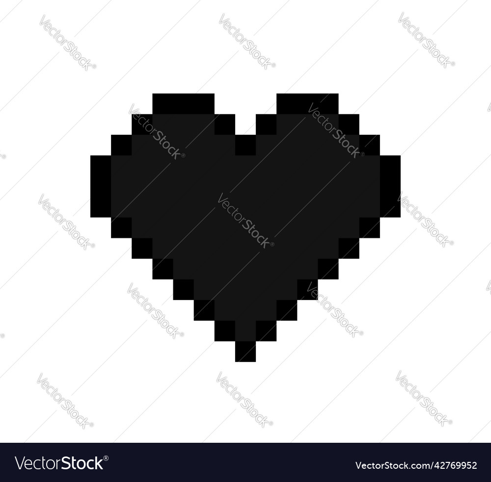 Pixel heart heart icon for 8 bit game vector image Pixel heart heart icon for 8 bit game