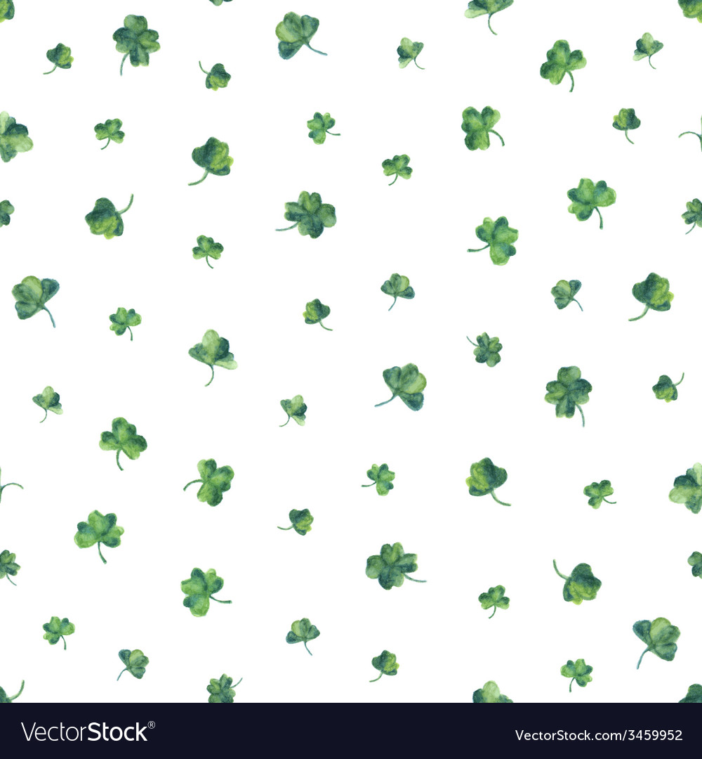 Seamless watercolor background with green clover