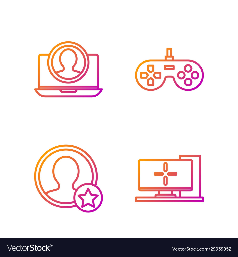 Set line computer monitor premium create account vector image Set line computer monitor premium create account
