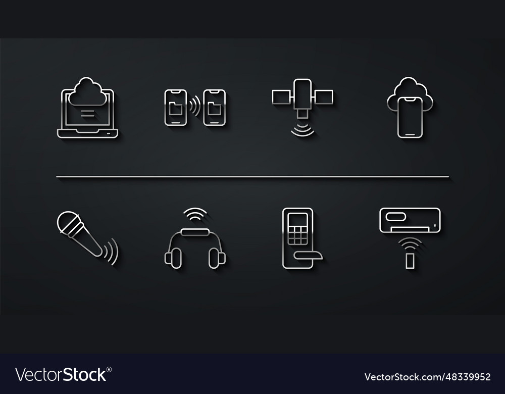 Set line network cloud connection wireless vector image Set line network cloud connection wireless