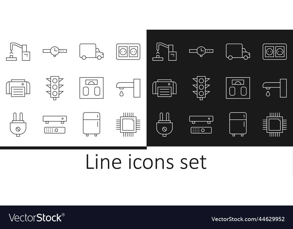 Set line processor with microcircuits cpu water vector image Set line processor with microcircuits cpu water