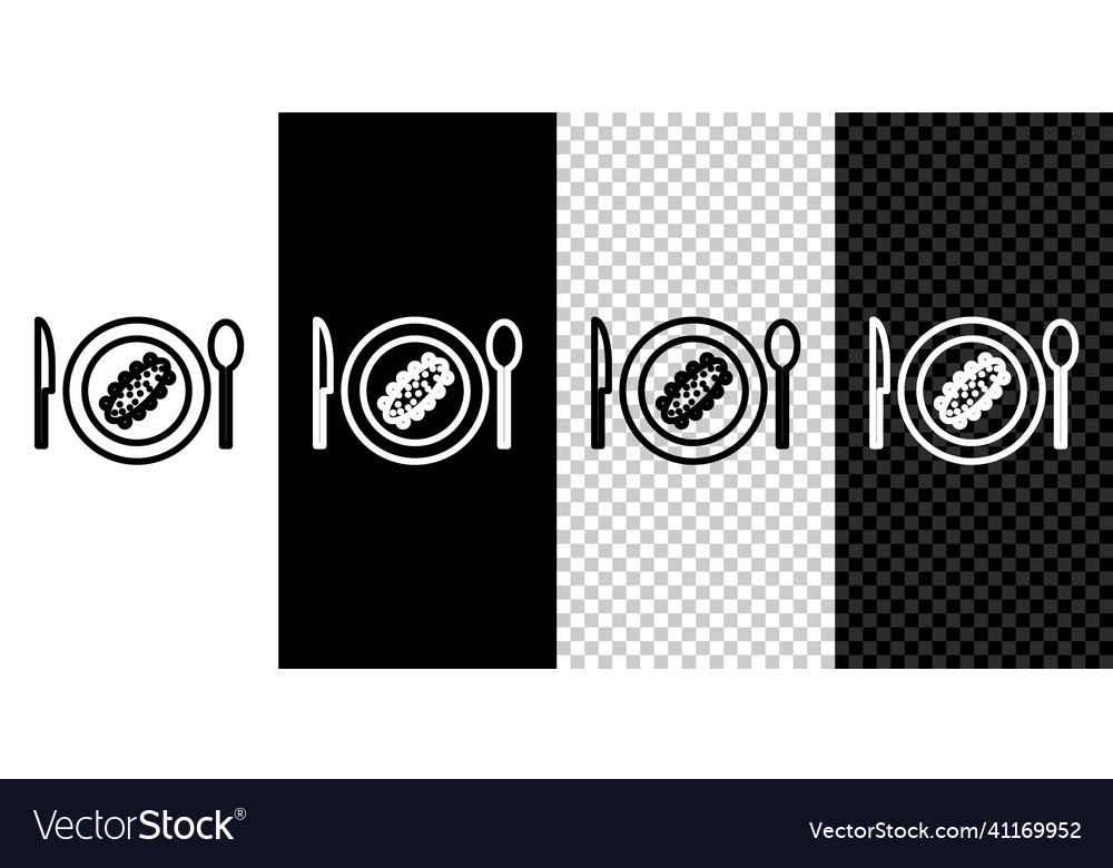 Set line served cucumber on a plate icon isolated