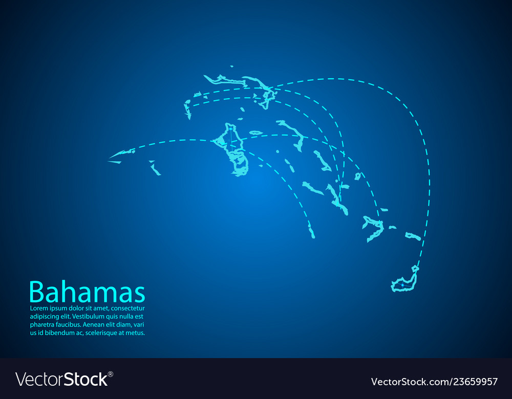 Bahamas map with nodes linked by lines concept vector image Bahamas map with nodes linked by lines concept