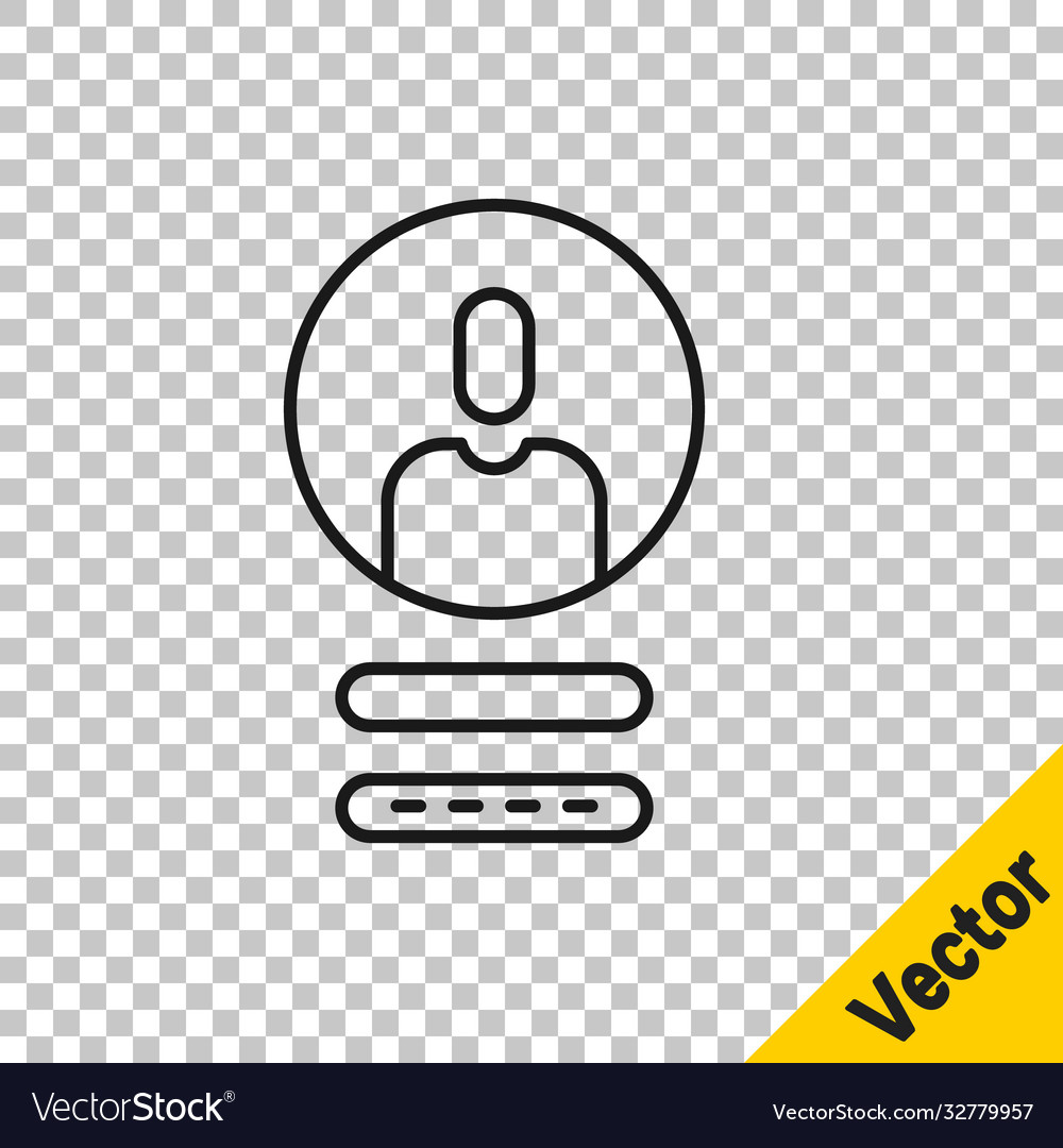 Black line create account screen icon isolated vector image Black line create account screen icon isolated