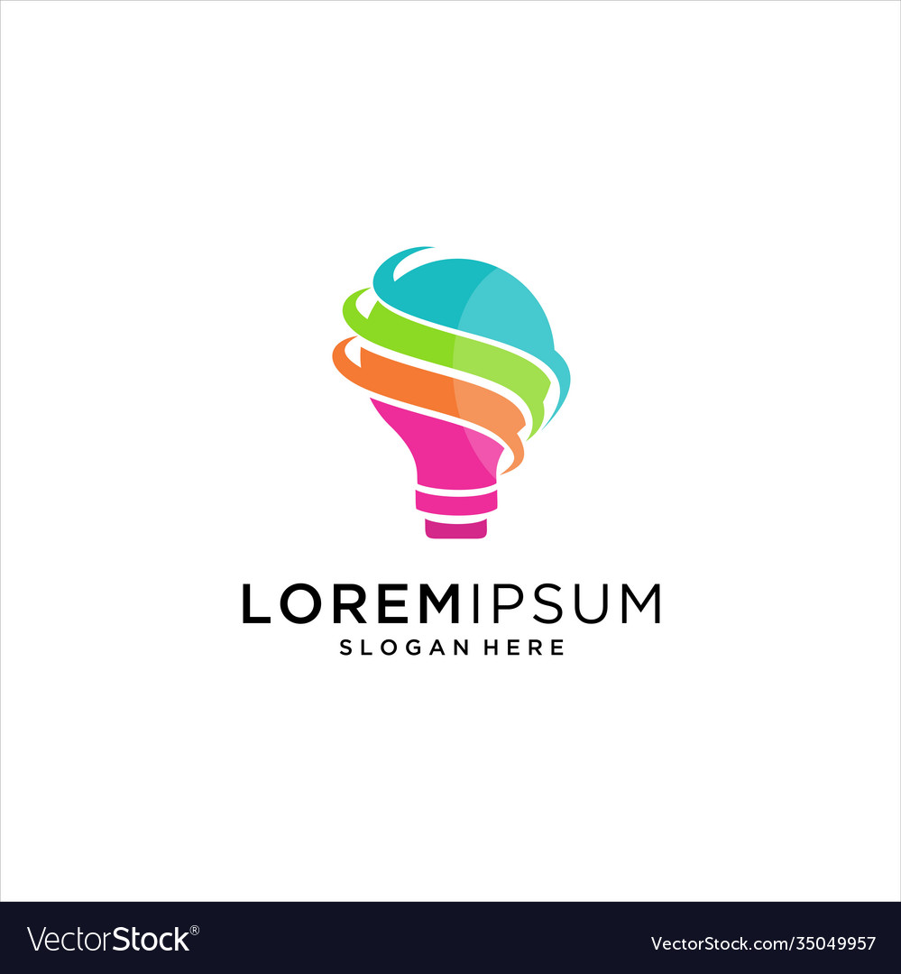 Bulb logo design colorful idea creative light Vector Image