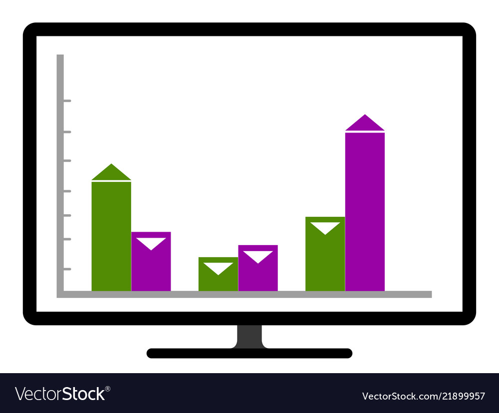 Colored business graph on a computer screen Vector Image Colored business graph on a computer screen