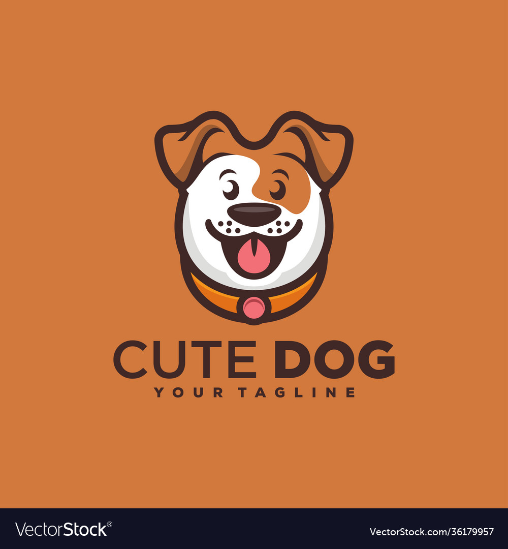 Cute dog smile logo design Royalty Free Vector Image