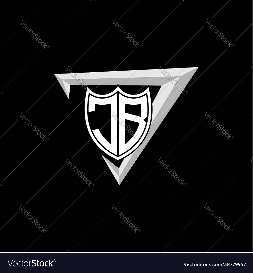 Initial letter j b shield shape with triangular vector image Initial letter j b shield shape with triangular