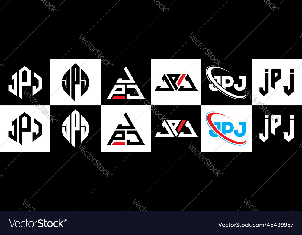 Jpj letter logo design in six style polygon Vector Image