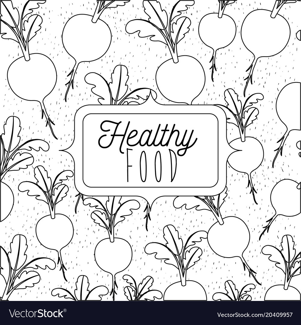 Monochrome poster of healthy food with background Vector Image