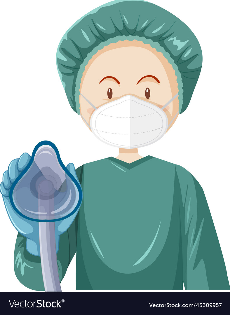 Nurse anaesthetist cartoon character Royalty Free Vector