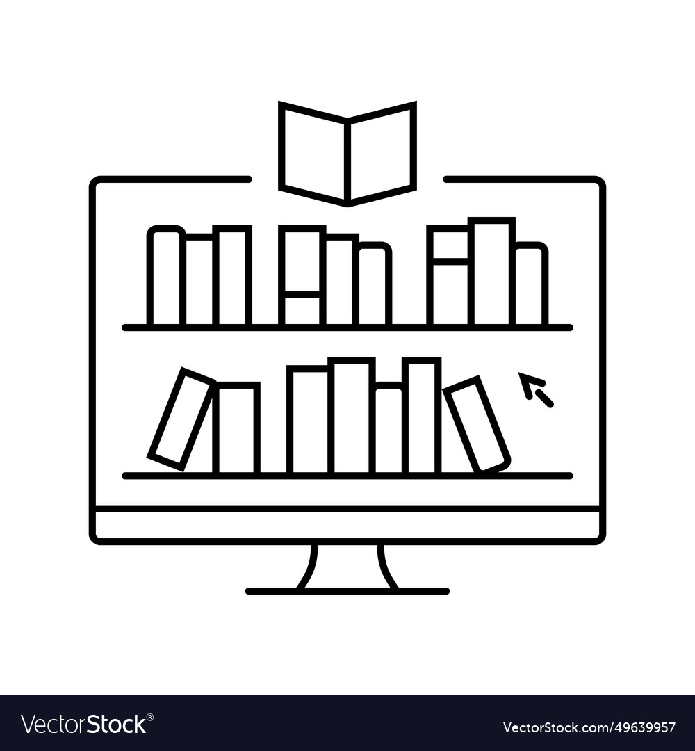 Online library learning platform line icon