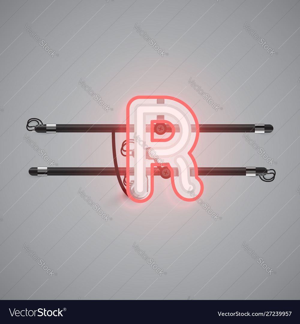 Realistic glowing double neon charcter on and off