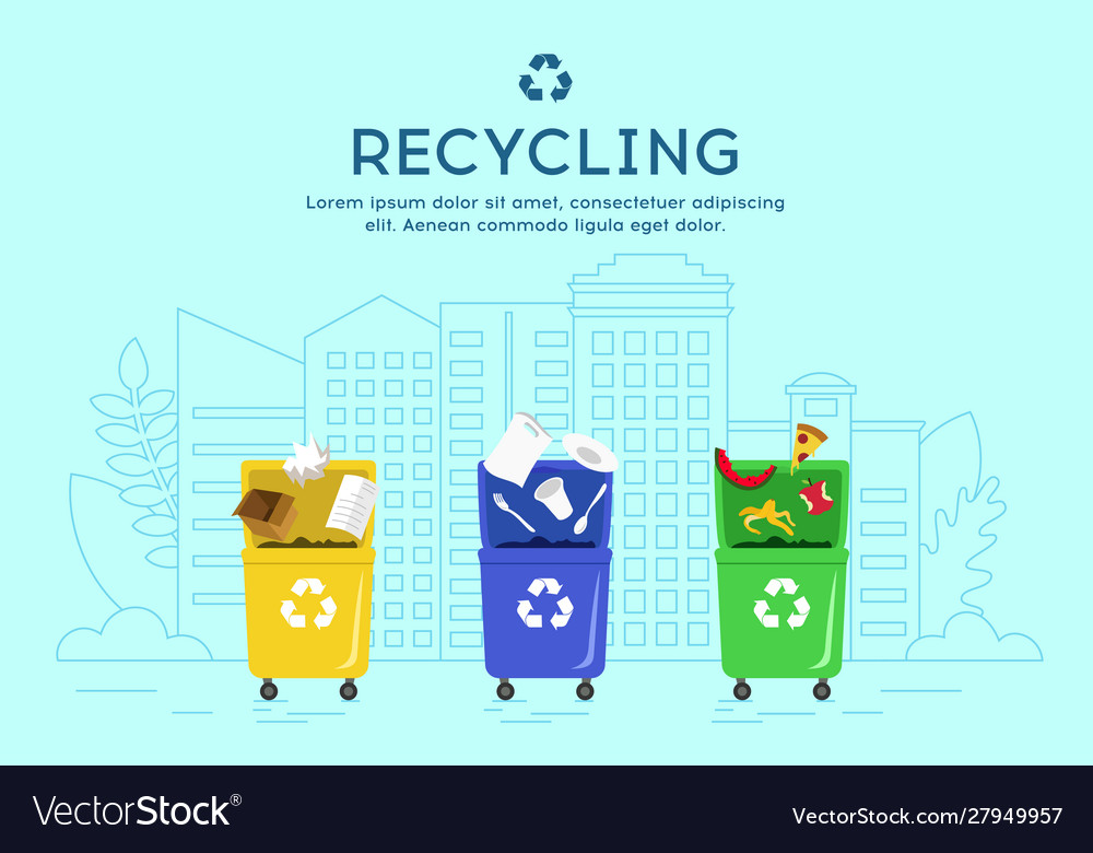 Recycling and waste sorting concept set trash Vector Image Recycling and waste sorting concept set trash