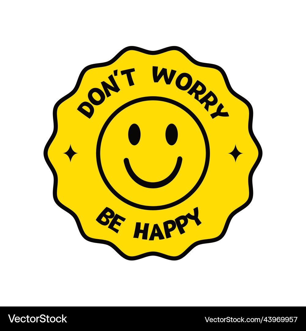 Retro Happy Sticker - Yellow Smile – Royalty-Free Vector | VectorStock
