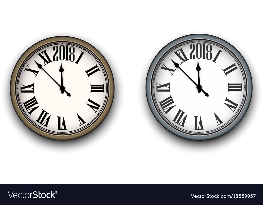 Round 2018 new year clock