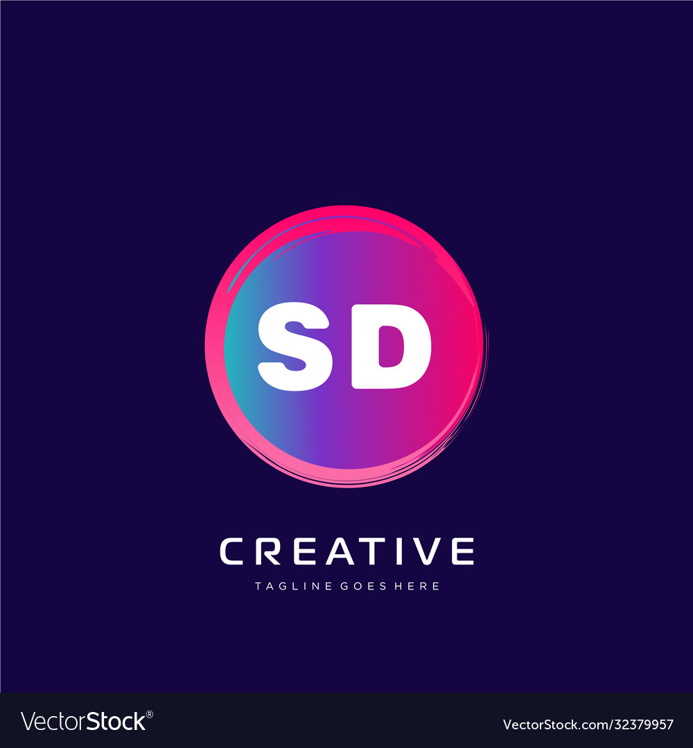 Sd initial logo with colorful template