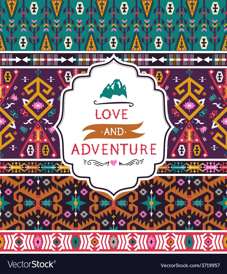 Seamless aztec pattern with geometric elements