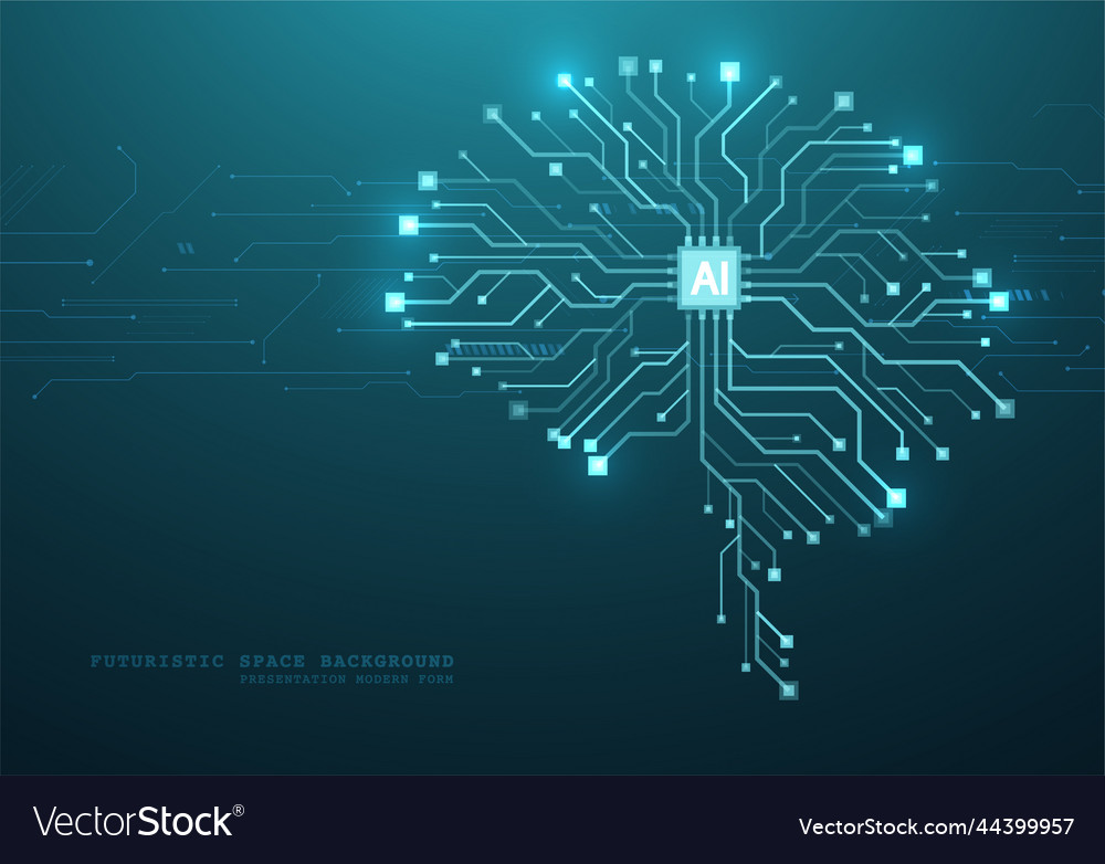 Technological brain and machine learning concept