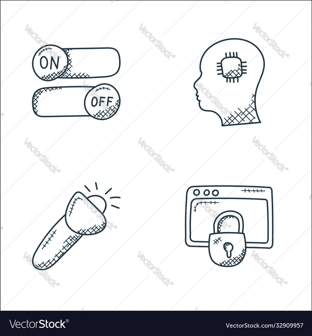 Technology line icons linear set quality vector image Technology line icons linear set quality