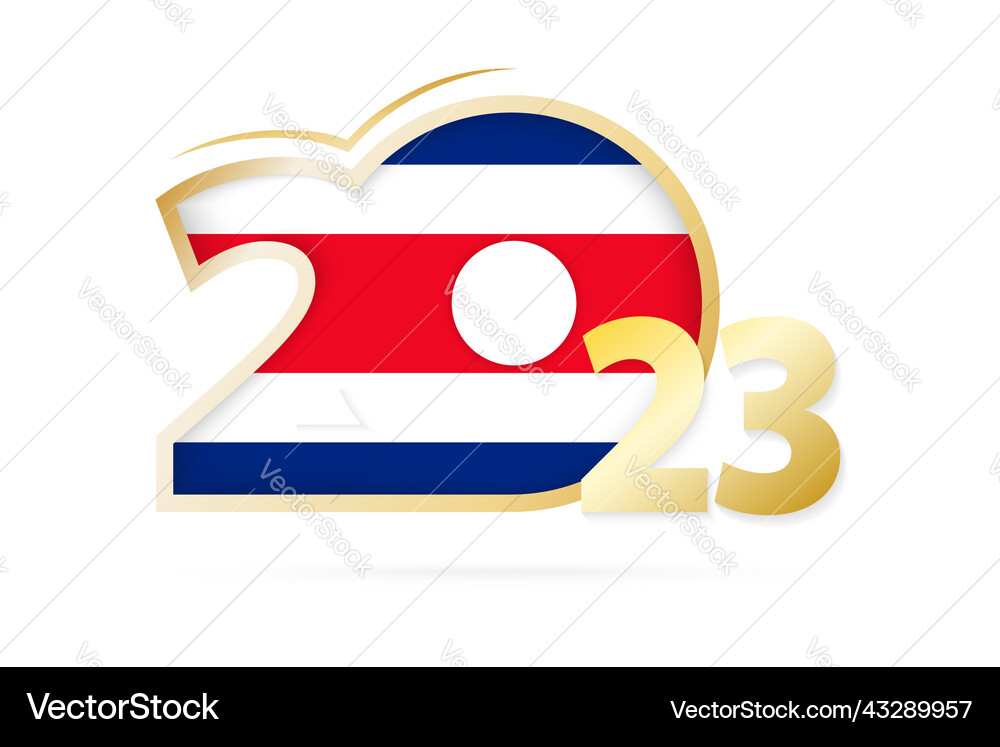 Year 2023 with costa rica flag pattern Royalty Free Vector