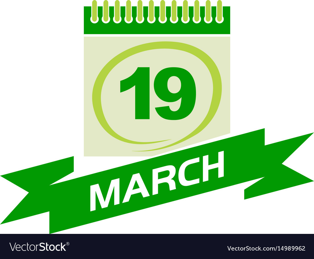 19 march calendar with ribbon Royalty Free Vector Image