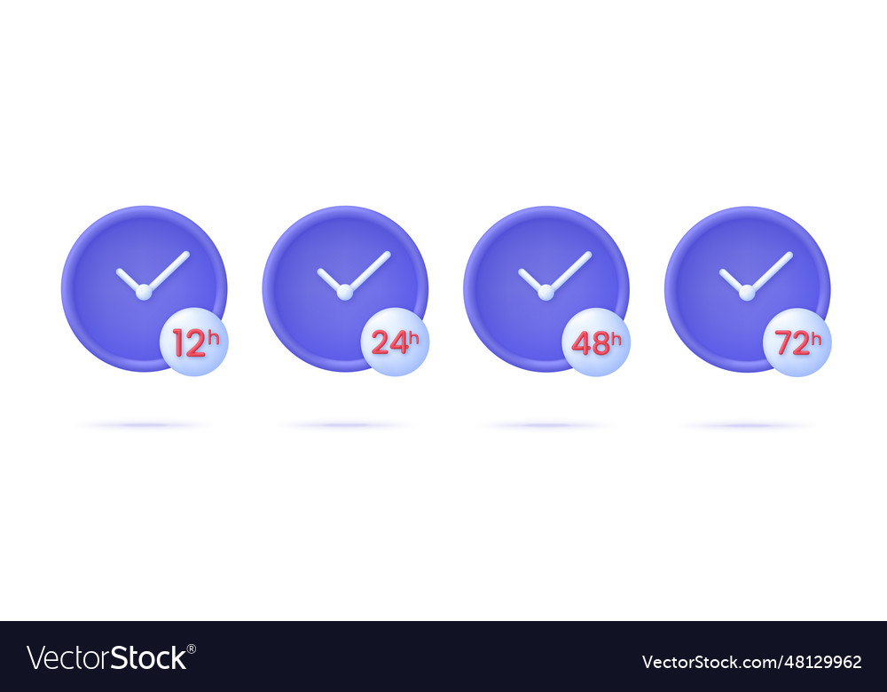 3d set of arrows clock and time icons vector image 3d set of arrows clock and time icons