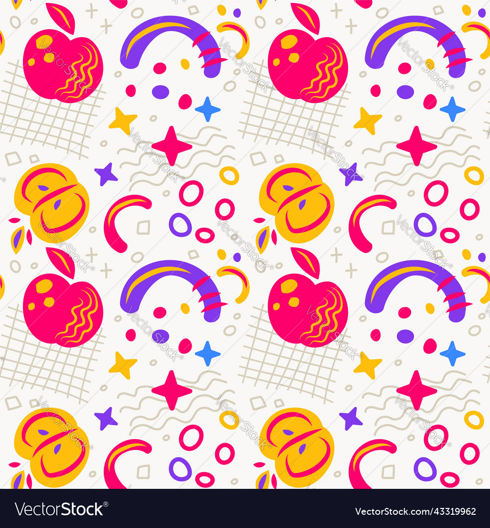 Abstract apple seamless colorful pattern