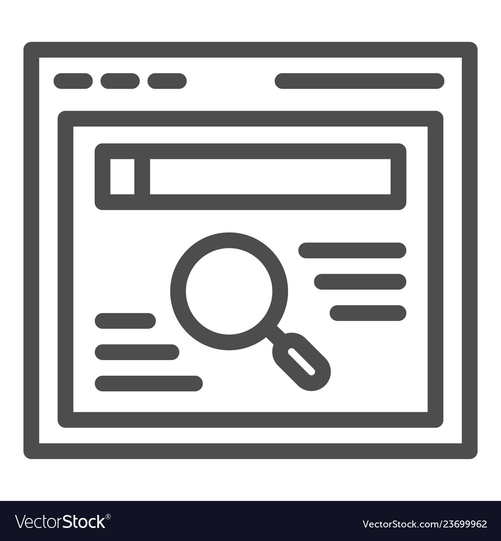 Browser search line icon web vector image Browser search line icon web