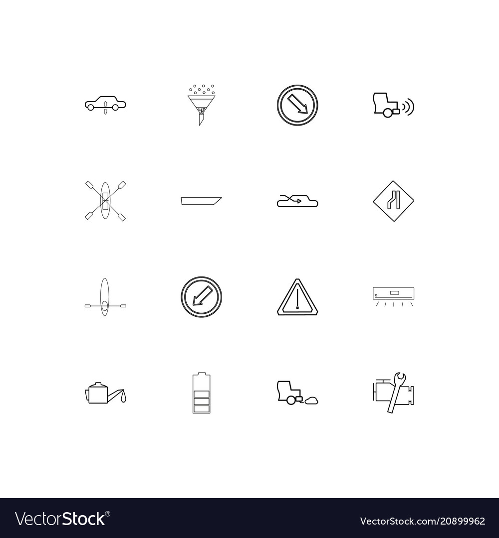 Cars and transportation linear thin icons set