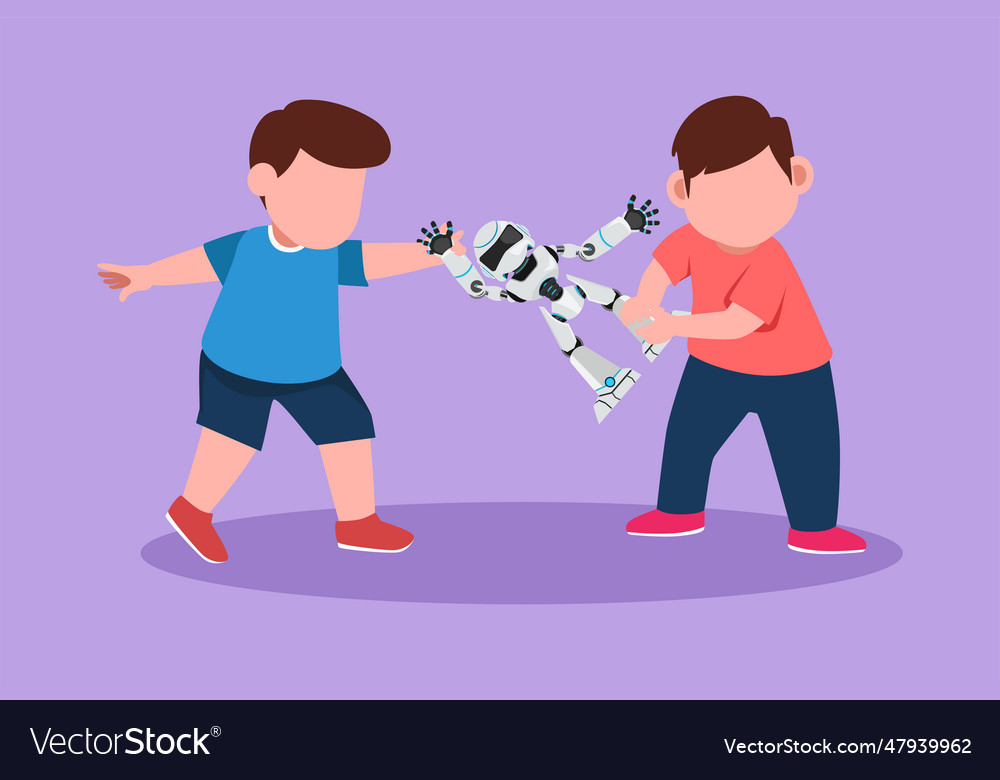 Character flat drawing two little boys fighting