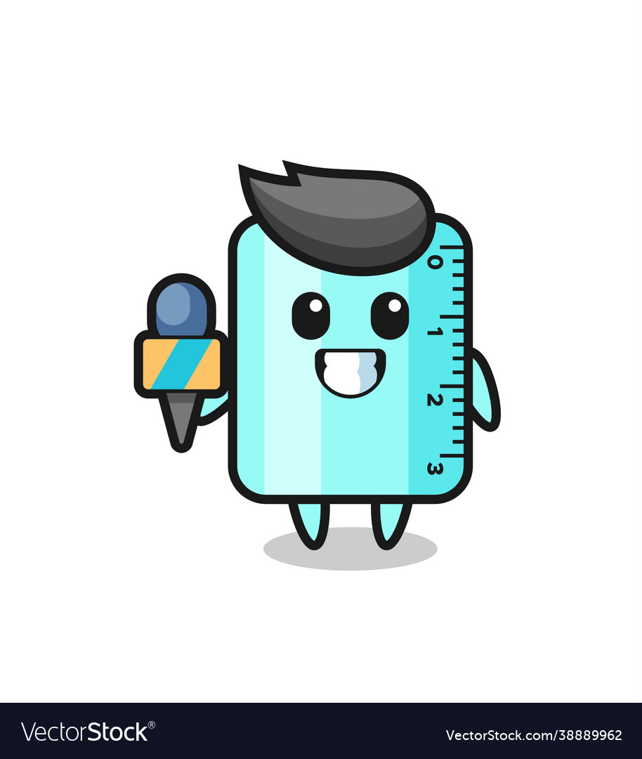 character-mascot-ruller-as-a-news-reporter-vector-image