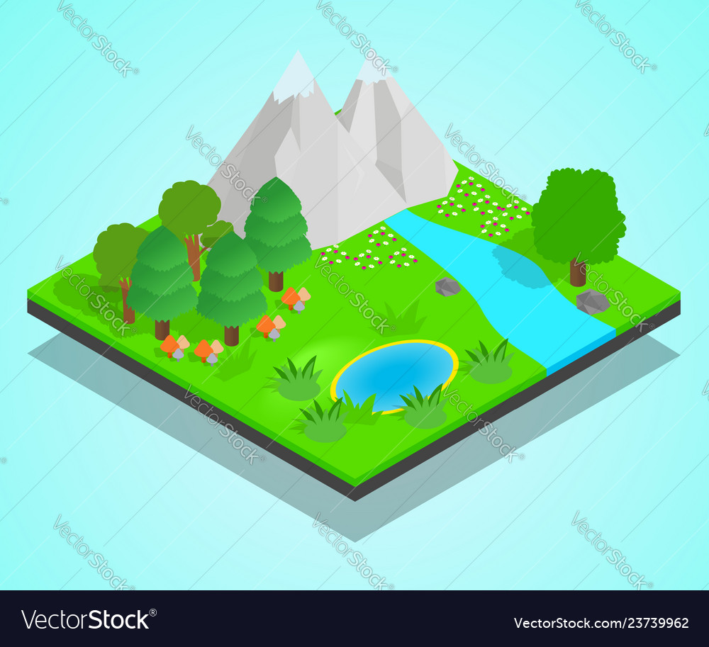 Clean Forest Concept Banner Isometric Style Vector Image