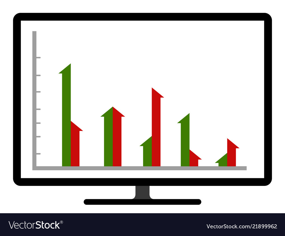Colored business graph on a computer screen vector image Colored business graph on a computer screen