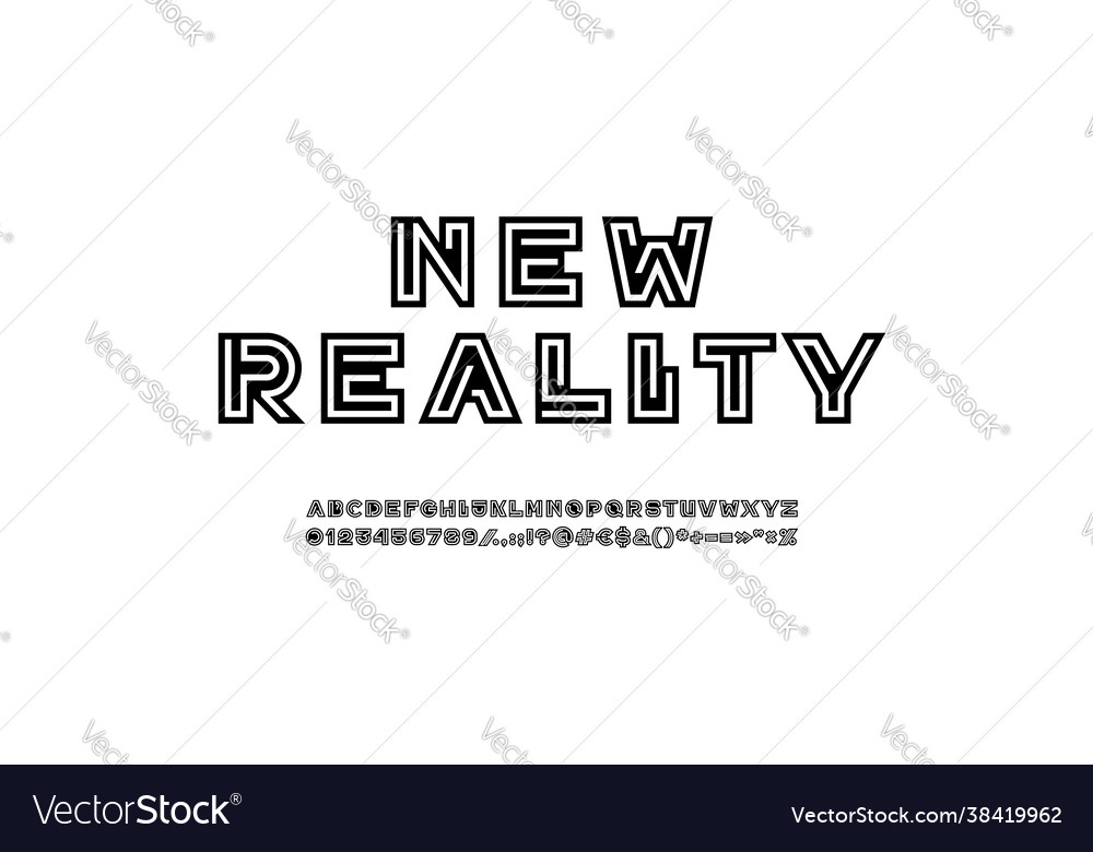 Digital style alphabet font from segment line vector image Digital style alphabet font from segment line