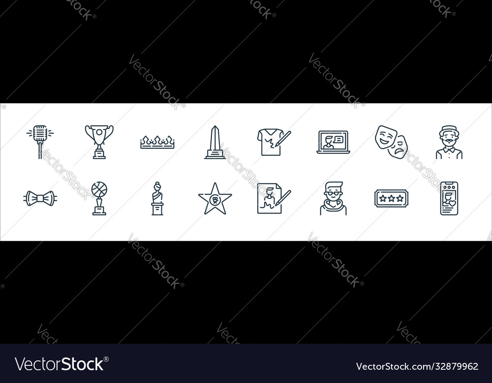 Fame line icons linear set quality