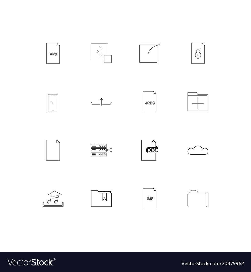Files and folders sign linear thin icons set