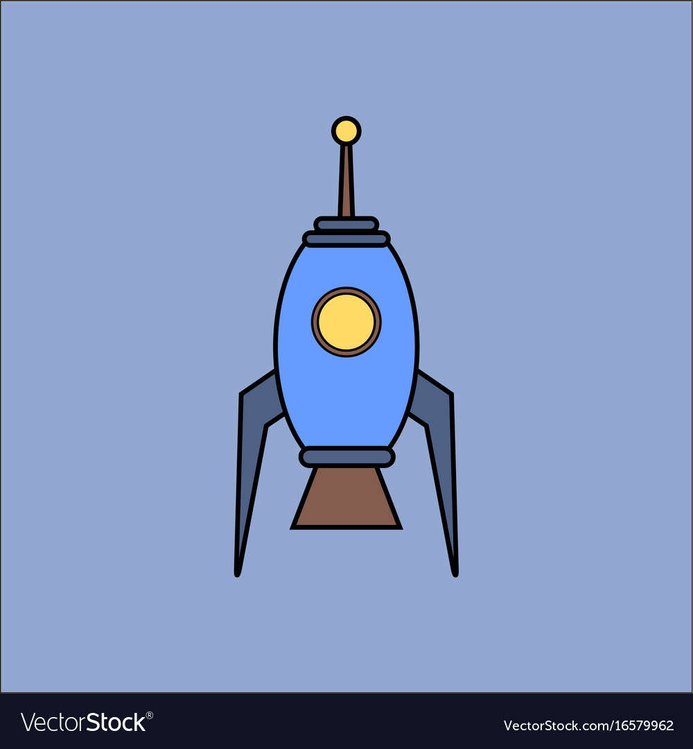 Flat icon design collection space rocket