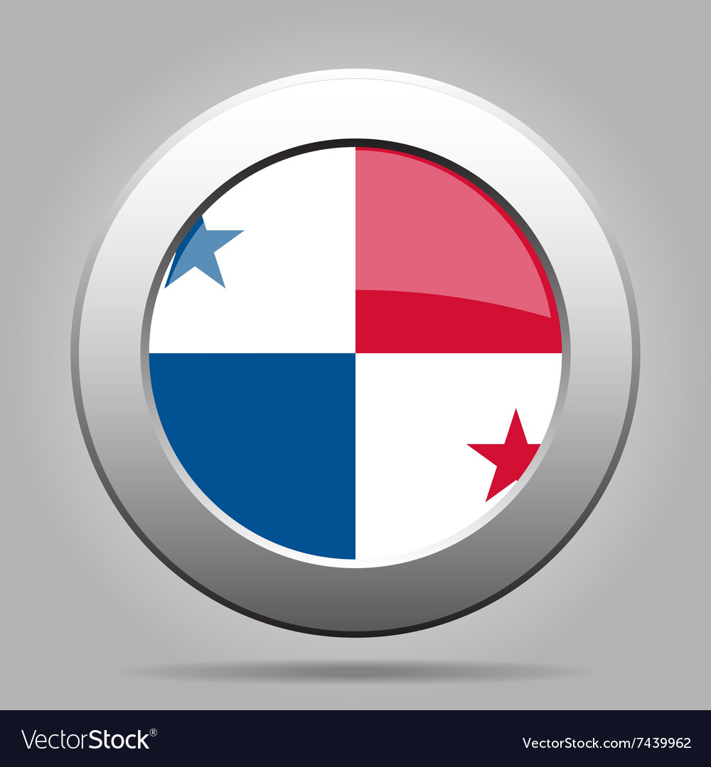 Metal button with flag of panama Royalty Free Vector Image