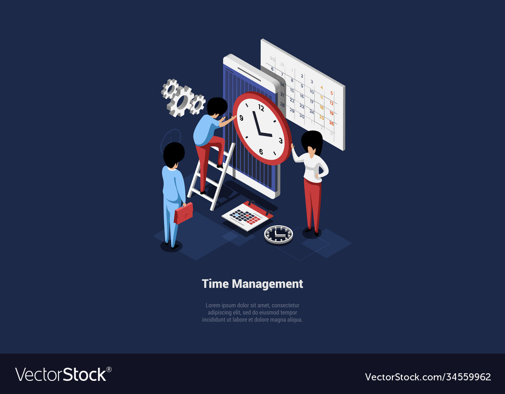 Modern isometric 3d design concept of time