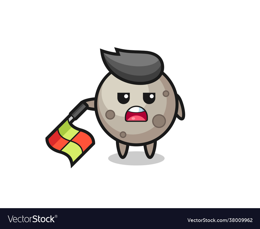 Moon character as line judge hold flag down