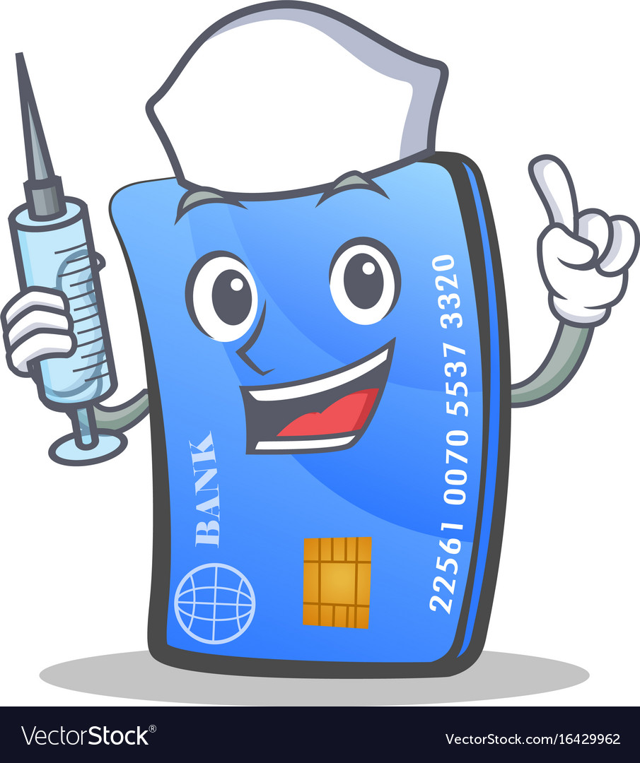 Nurse credit card character cartoon