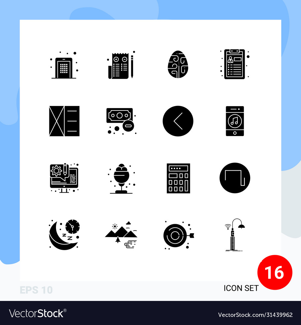 Pack 16 modern solid glyphs signs and symbols