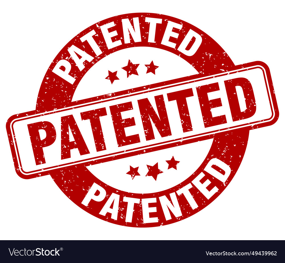 Patented stamp label round grunge sign Royalty Free Vector