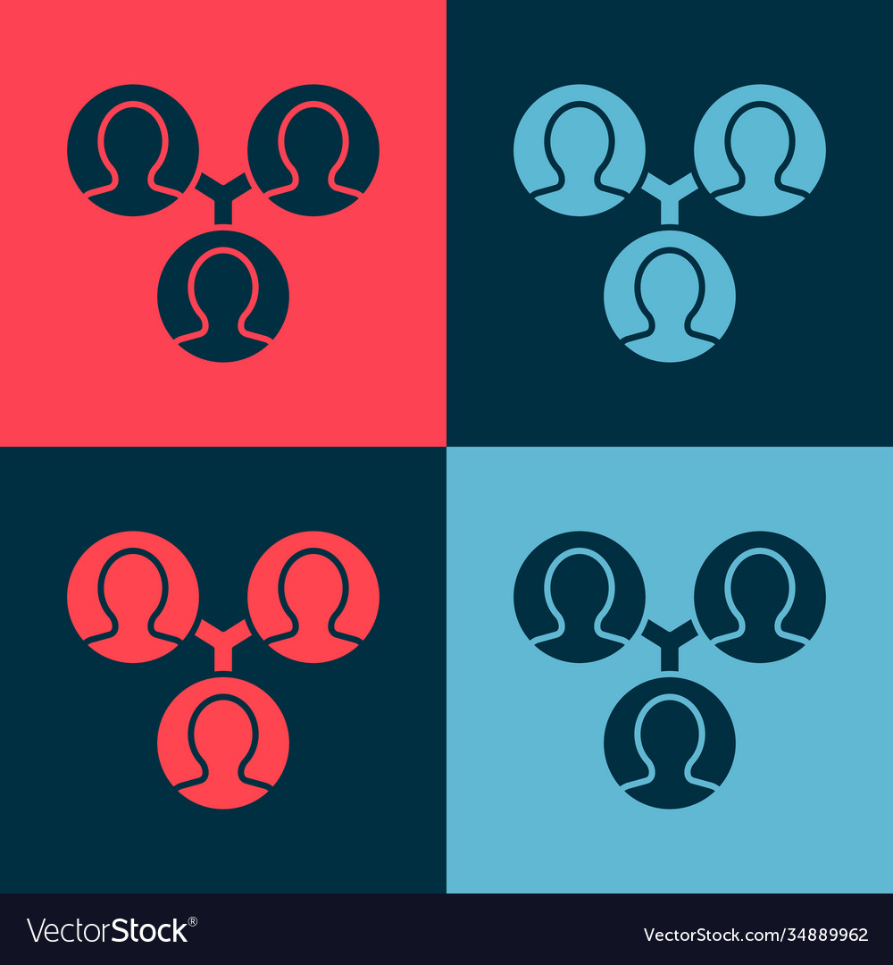 Pop art project team base icon isolated on color