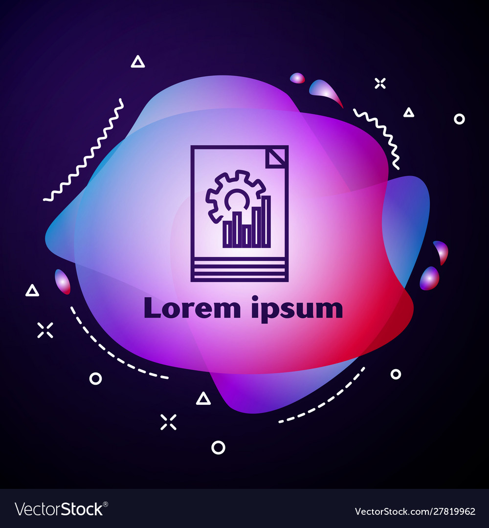 Purple line document with graph chart icon vector image Purple line document with graph chart icon
