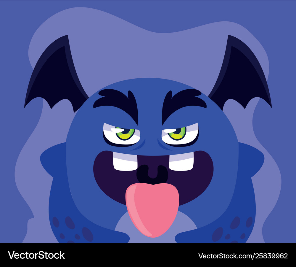 Purple monster cartoon design icon Royalty Free Vector Image